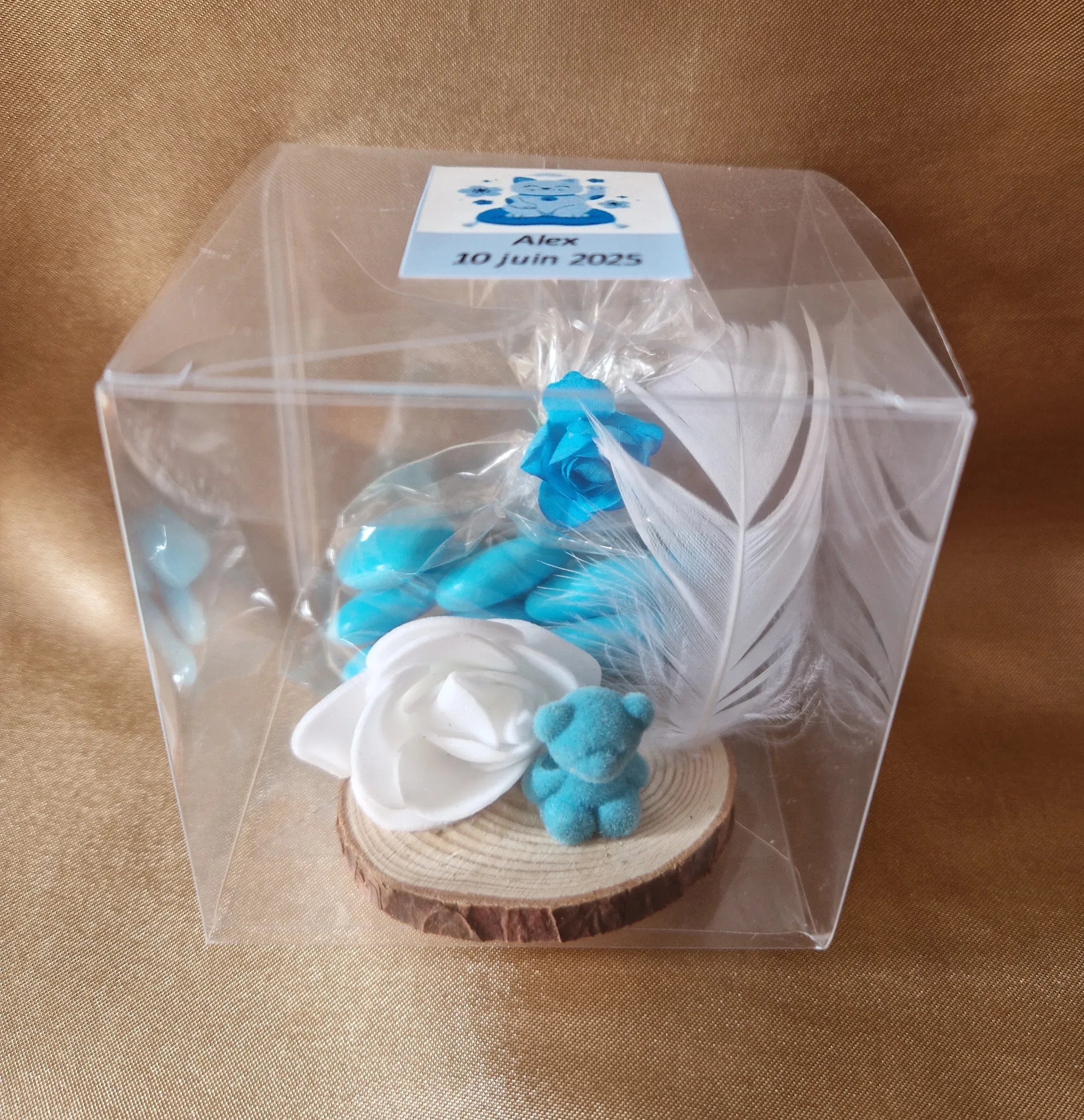 Contenant Baptême Grâce Céleste - 7 Dragées au Chocolat - AngelAnge