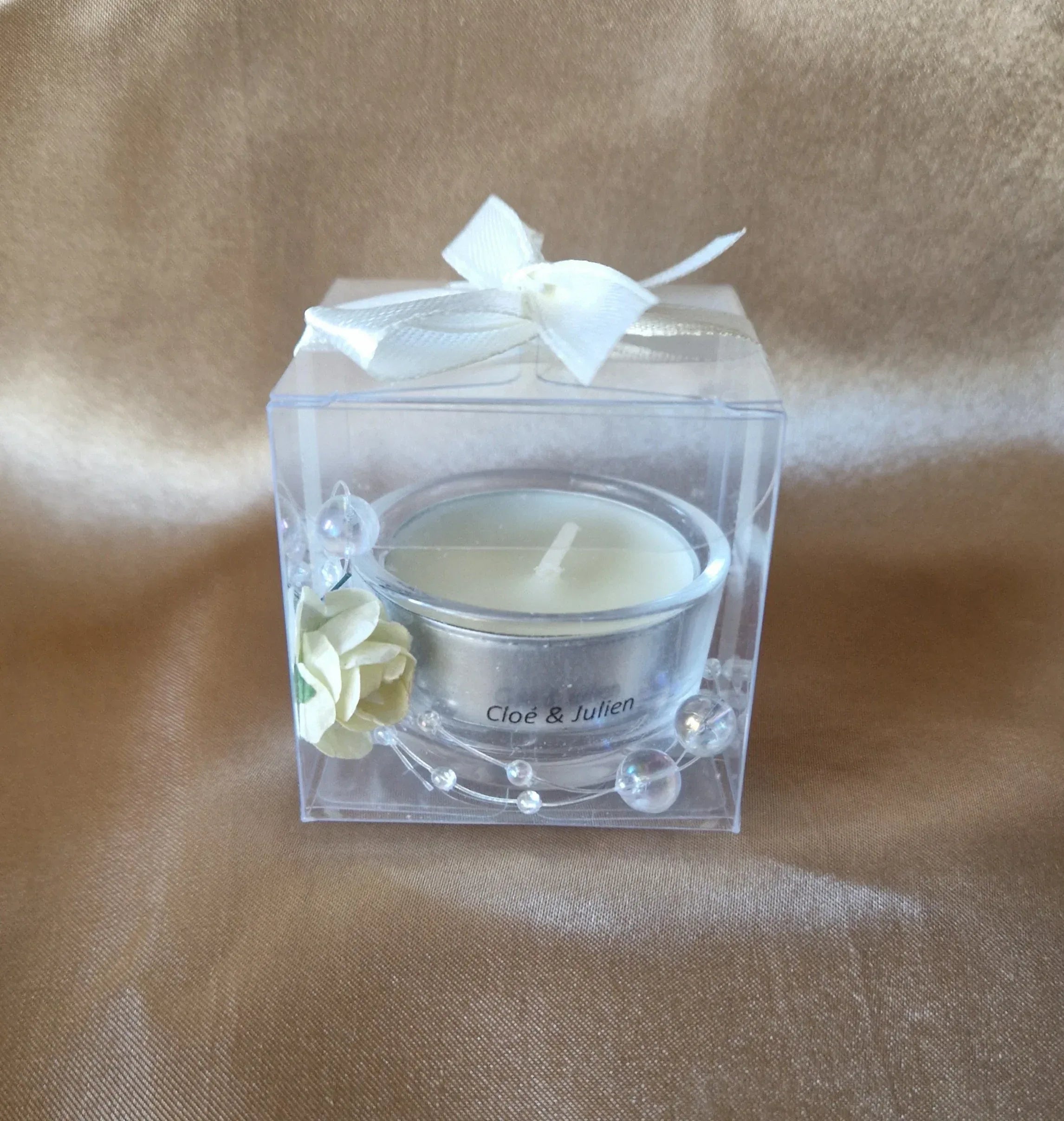 Bougie Mariage Élégante Personnalisée - Photophore Parfum Vanille - AngelAnge