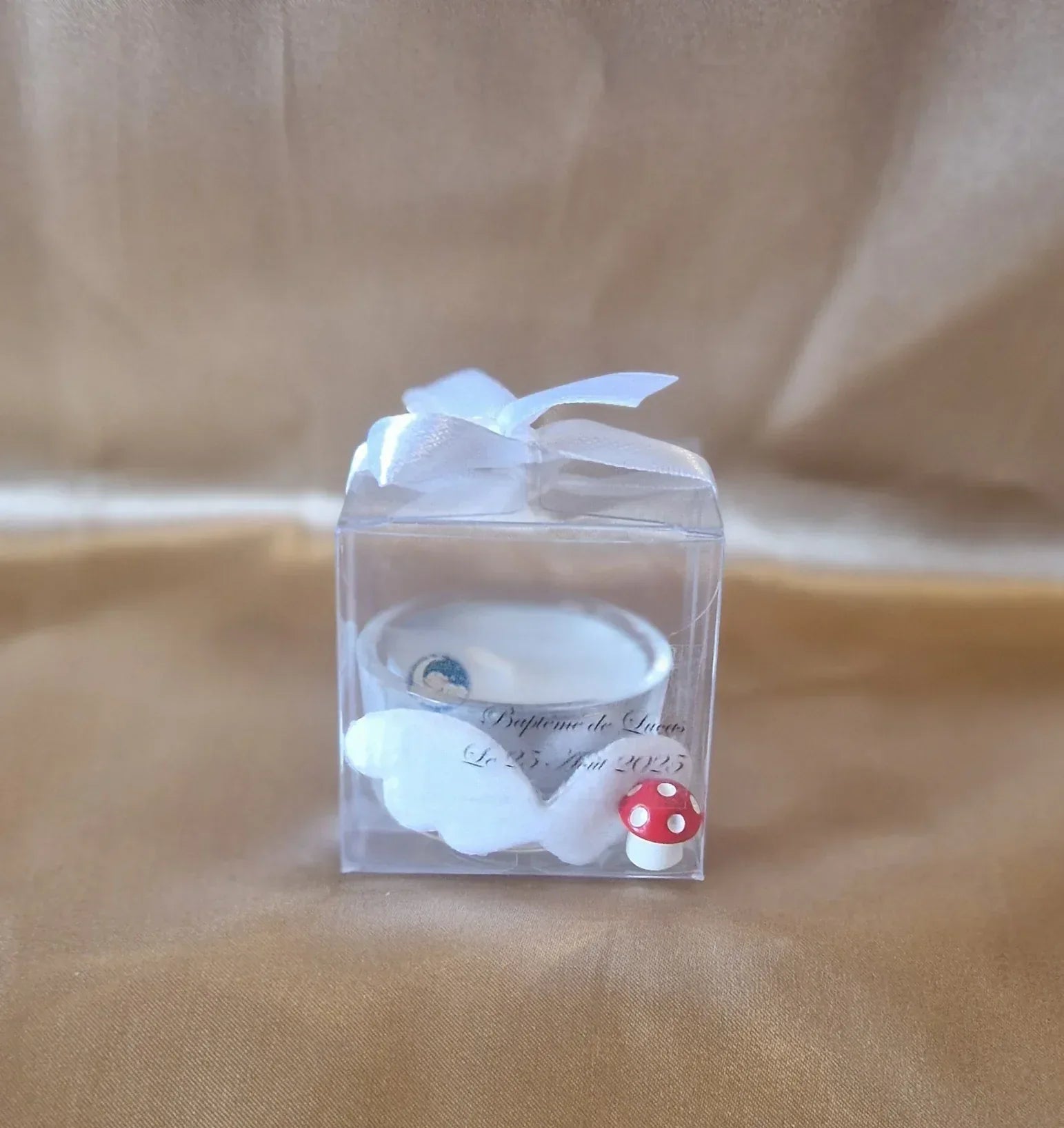 Cadeau Invité Baptême Garçon Spirituel - Bougie Parfum Vanille - AngelAnge