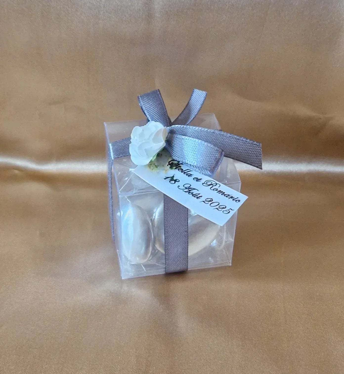 Contenant Mariage Moderne Personnalisé - 7 Dragées au Chocolat - AngelAnge