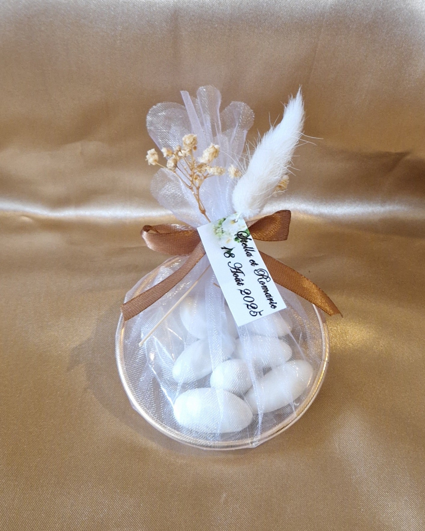 Contenant Mariage Précieux Personnalisé - 7 Dragées à l'Amande