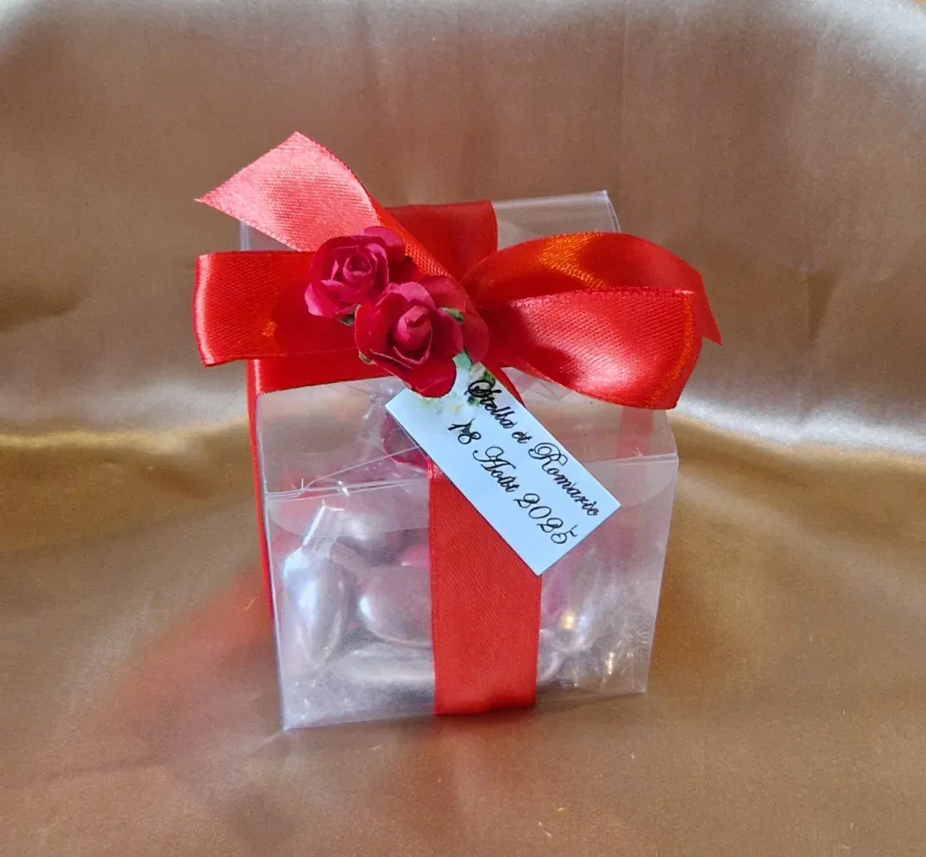 Contenant Mariage Moderne Argenté - Dragées Luxe Chocolat - AngelAnge