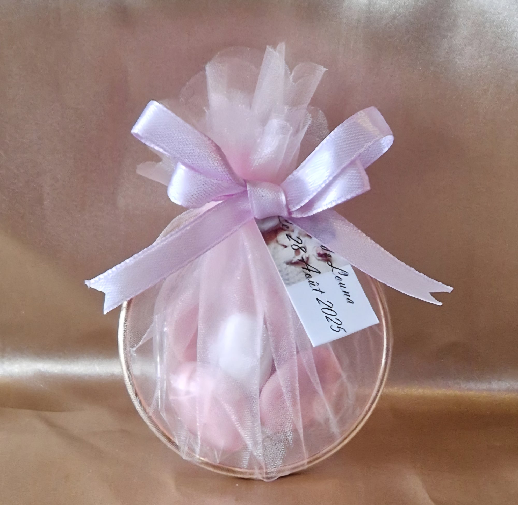 Contenant Baptême Harmonie Pastel - 7 Dragées à l'Amande