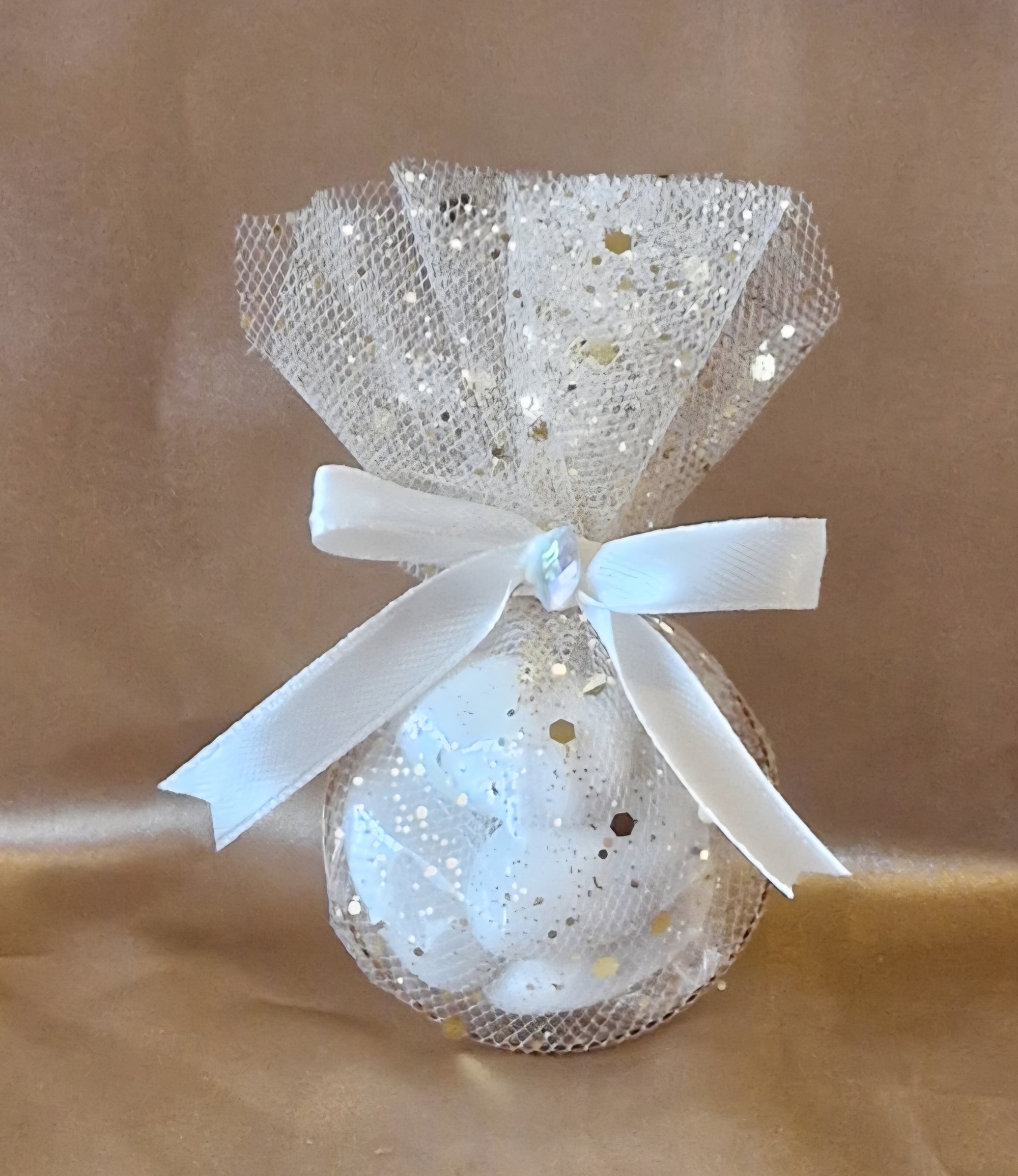 Contenant Mariage Champagne Pailleté avec 5 Dragées Reynaud - Cadeau Invités