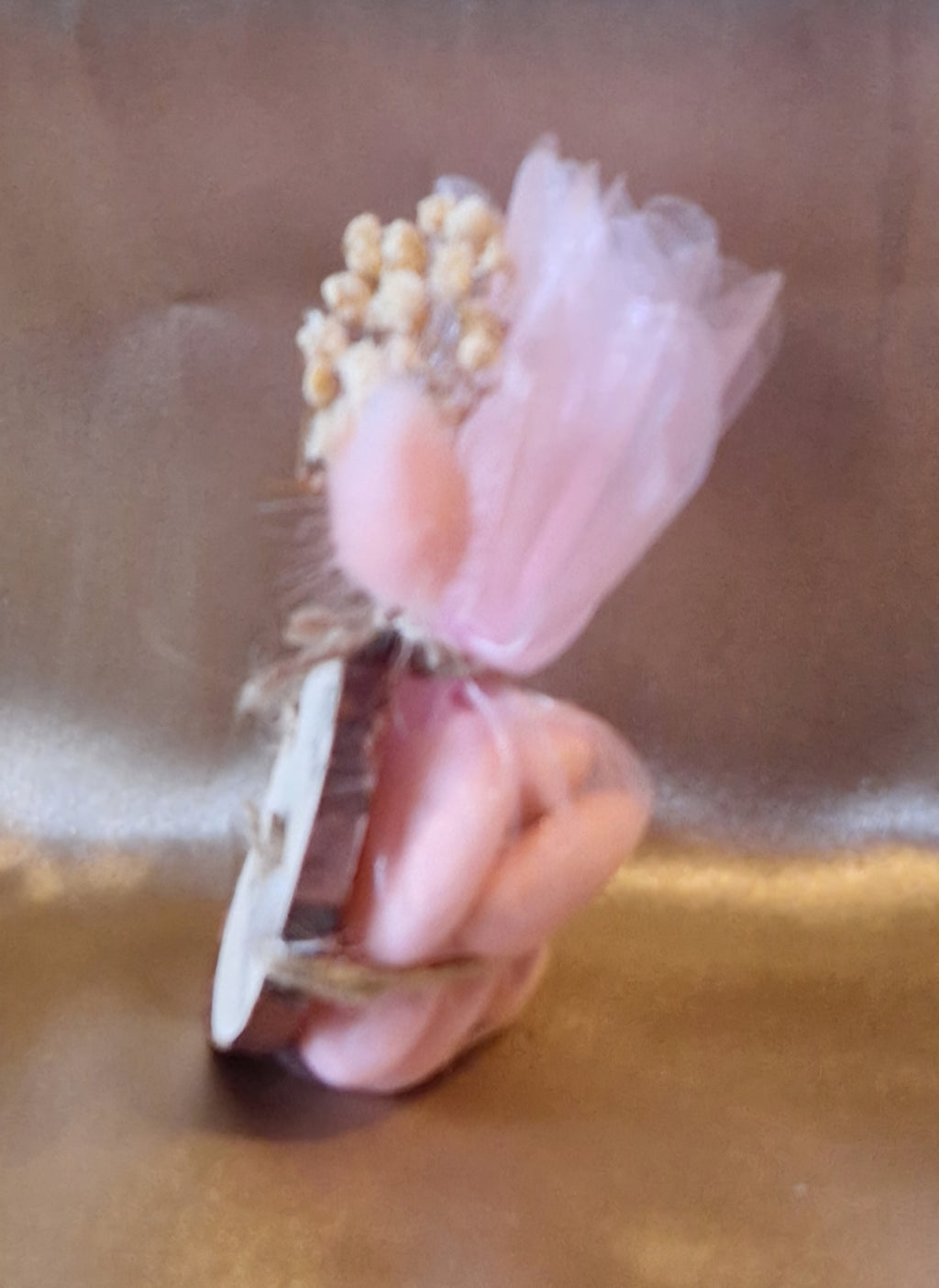 Pochon Baptême Rose Personnalisé avec 7 Dragées Reynaud - Gravure Bois