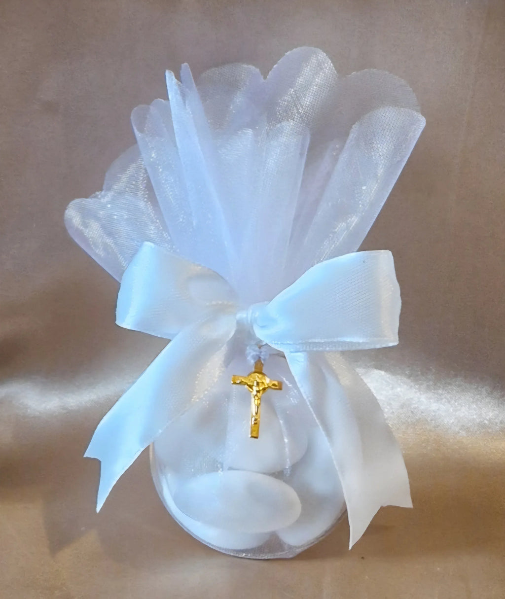 Contenant Communion Croix Dorée - Dragées Blanc Chocolat - AngelAnge