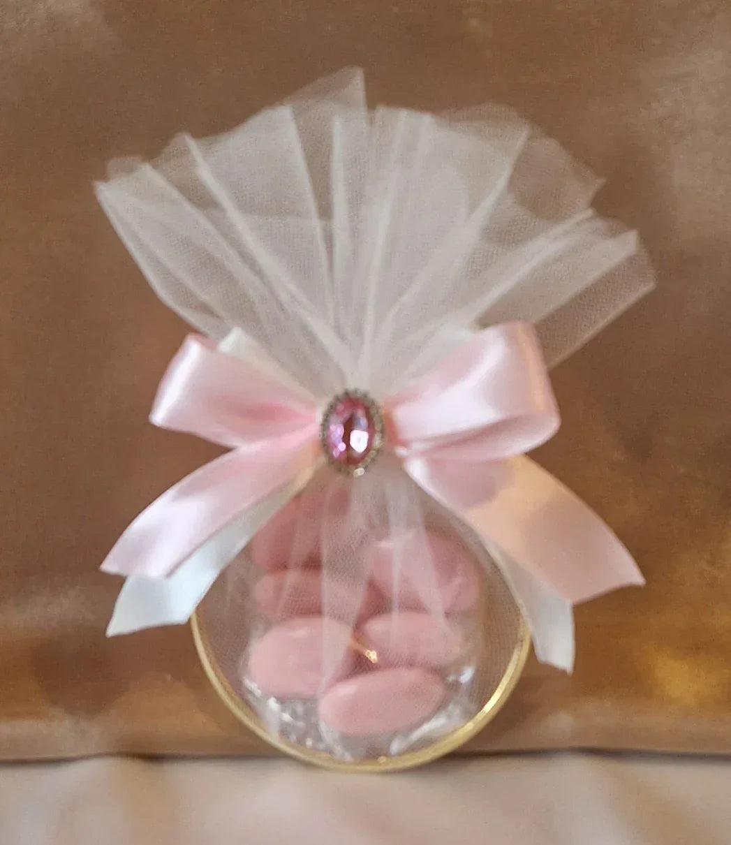 Contenant Mariage Tendresse & Éclat - Voile Blanc Nœud Rose & Strass - AngelAnge