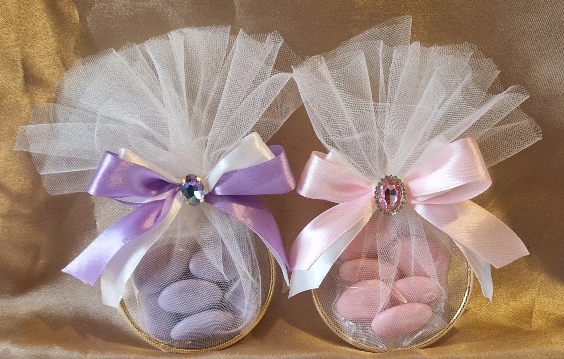 Contenant Mariage Douceur Parme - Voile Blanc Nœud & Strass Violets - AngelAnge