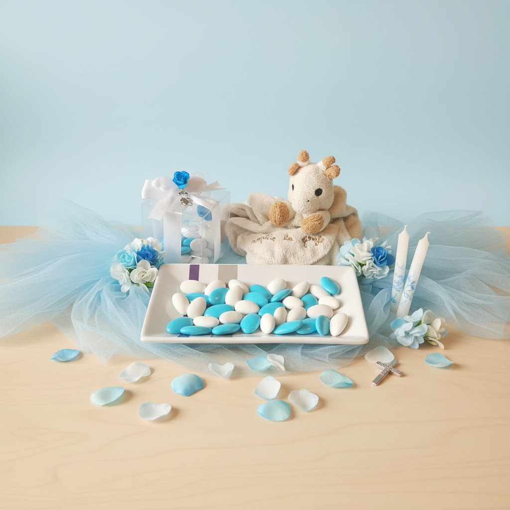 Baptême bleu coloré