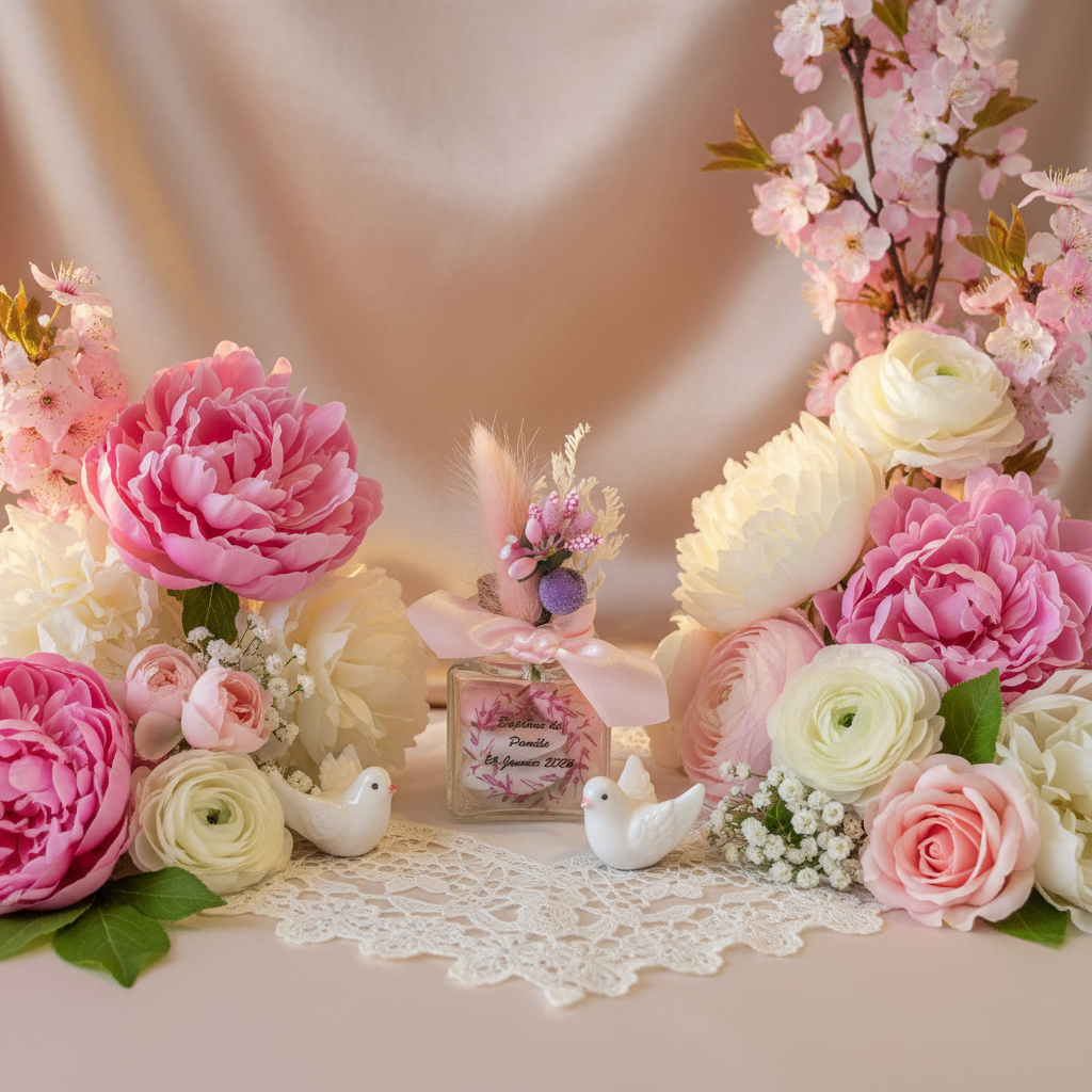 Baptême fille fleuri printemps