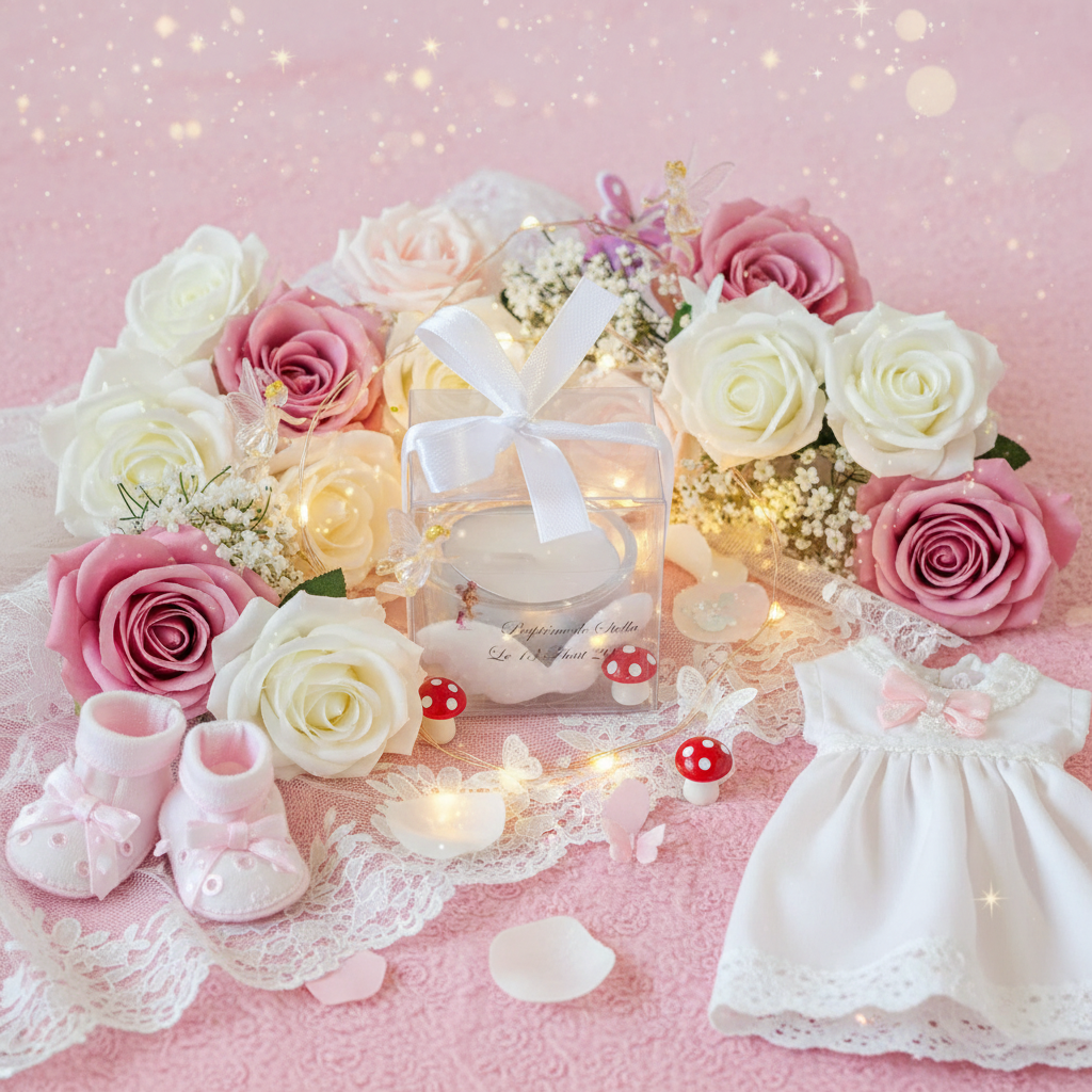 Boîte Bougie Baptême Féérique Petite Fille