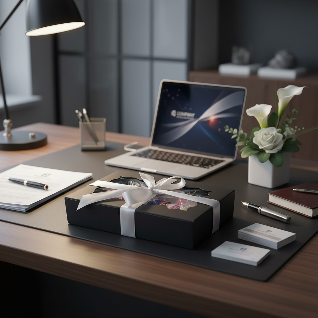 Boîte Cadeau Entreprise Noire Plate Corporate