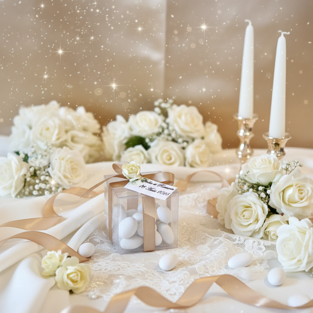 Boîte Cube Champagne Doré Élégante