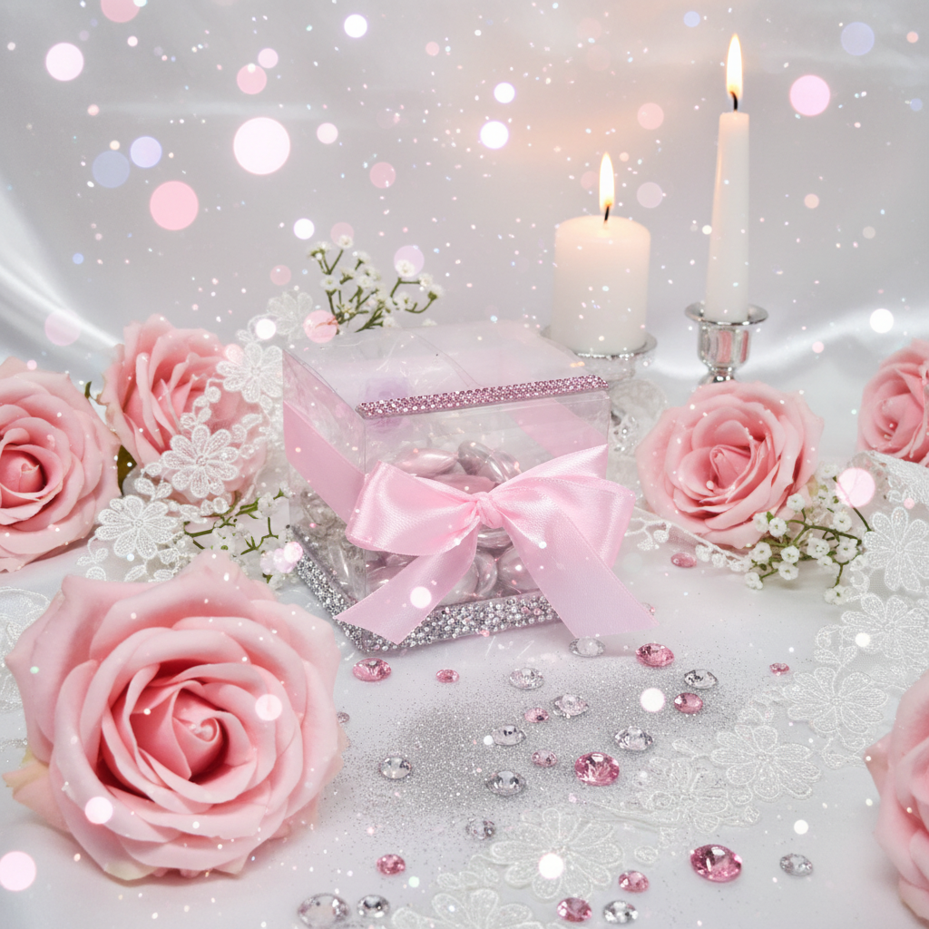 Boîte Glamour Strass Rose Paillettes