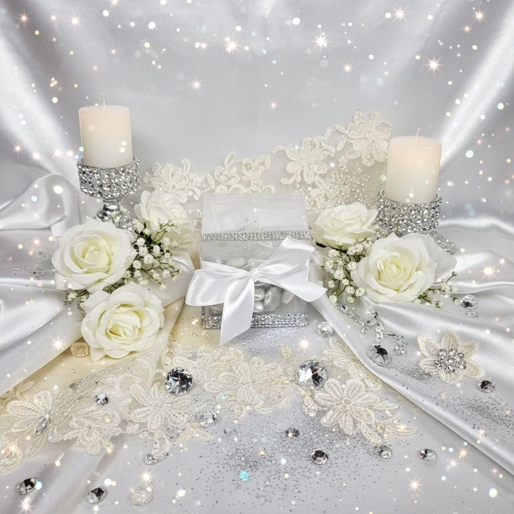 Boîte Strass Argenté Blanc Sans Tulle