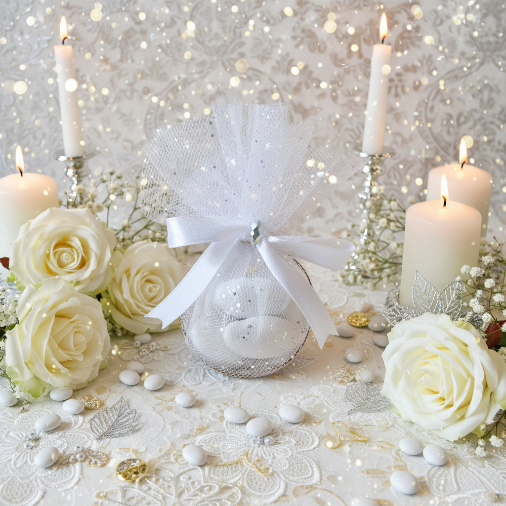 Contenant Blanc Pailleté Élégant