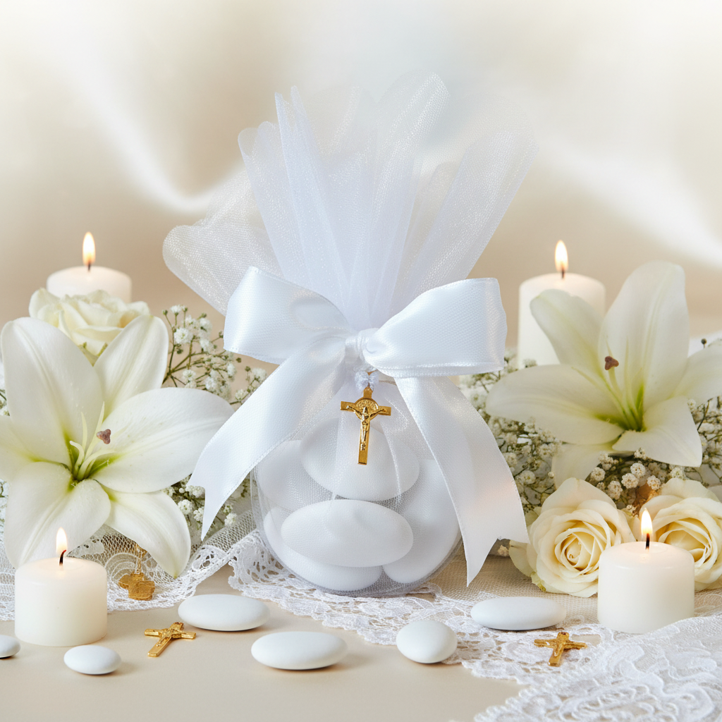 Contenant Communion Croix Dorée