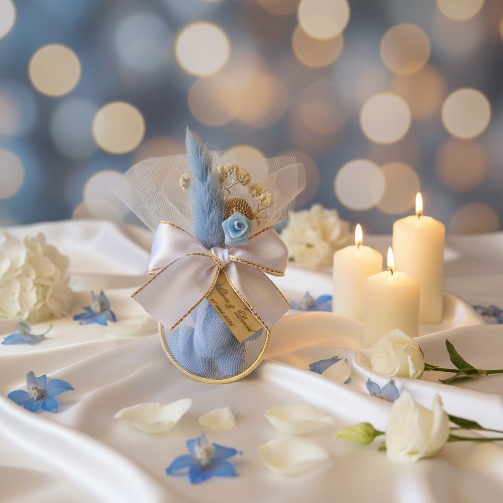 Contenant Mariage Bleu & Doré – Ambiance romantique