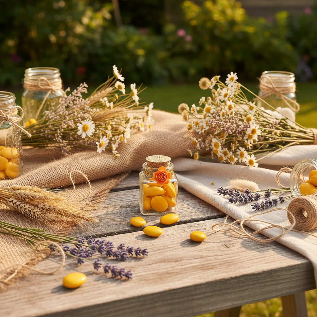 Contenant Mariage Champêtre - Dragées au Chocolat