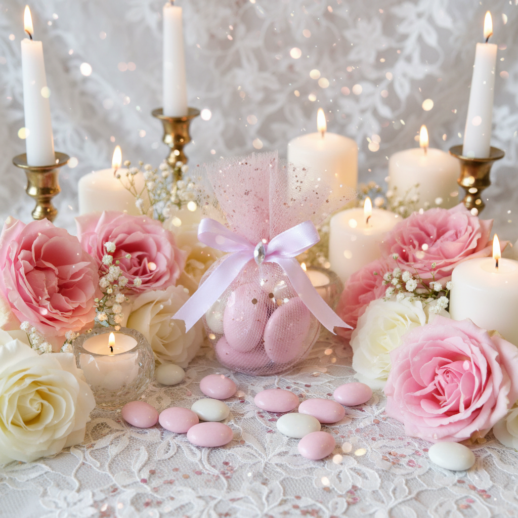 Contenant Mariage Rose Pailleté