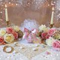 Contenant Romantique Blanc et Rose Pailleté