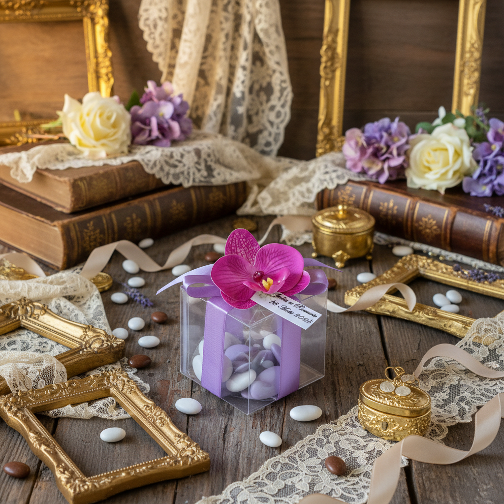 Contenant Mariage Vintage Doré - Dragées Tradition Française