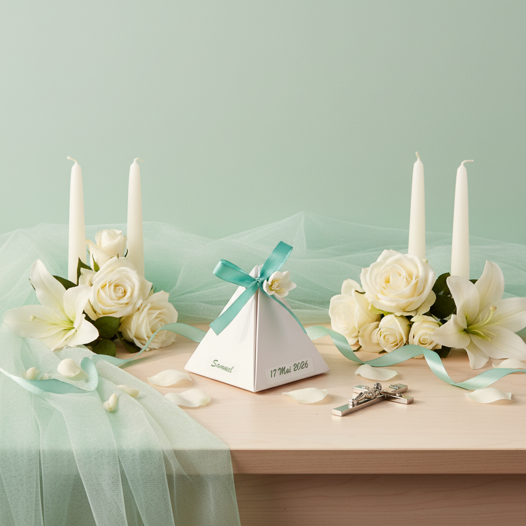 Mise en scène baptême vert menthe