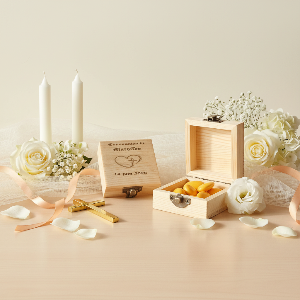 Mise en scène communion dragées orange