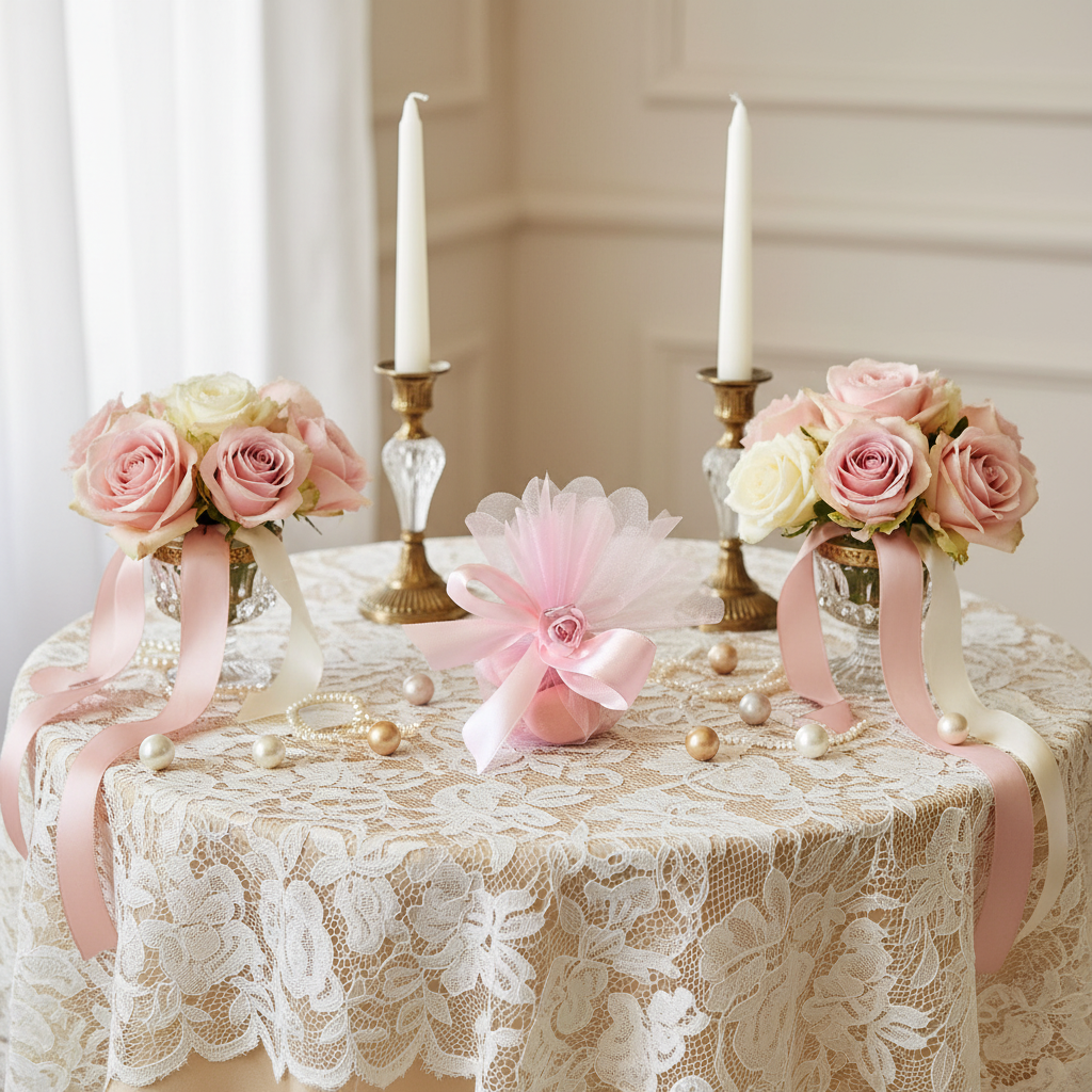 Pochon Mariage Élégant - Tulle Rose