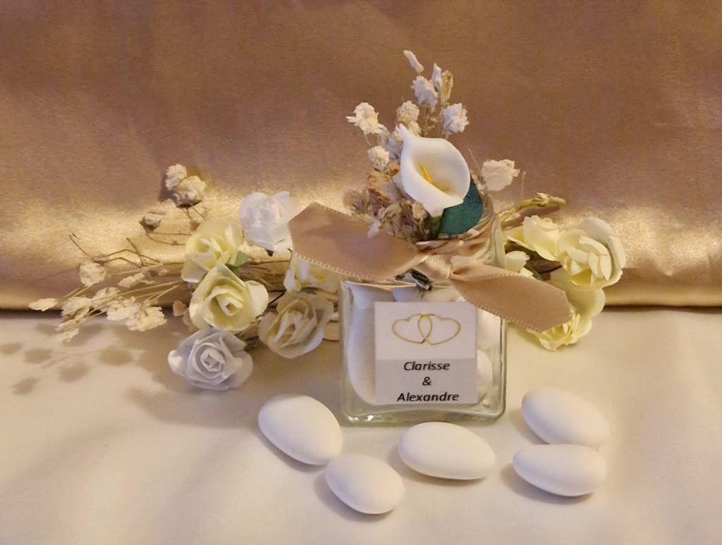 Contenant Mariage Élégant - 7 Dragées à l'Amande