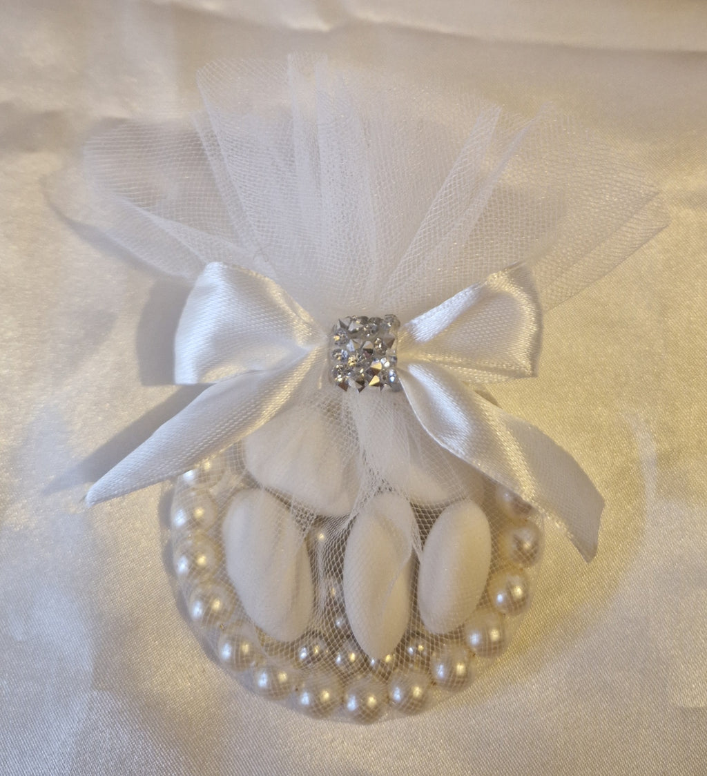 Anneau Perles Nacrées & Strass Mariage 🤍 Tulle Blanc & Dragées Amande Reynaud