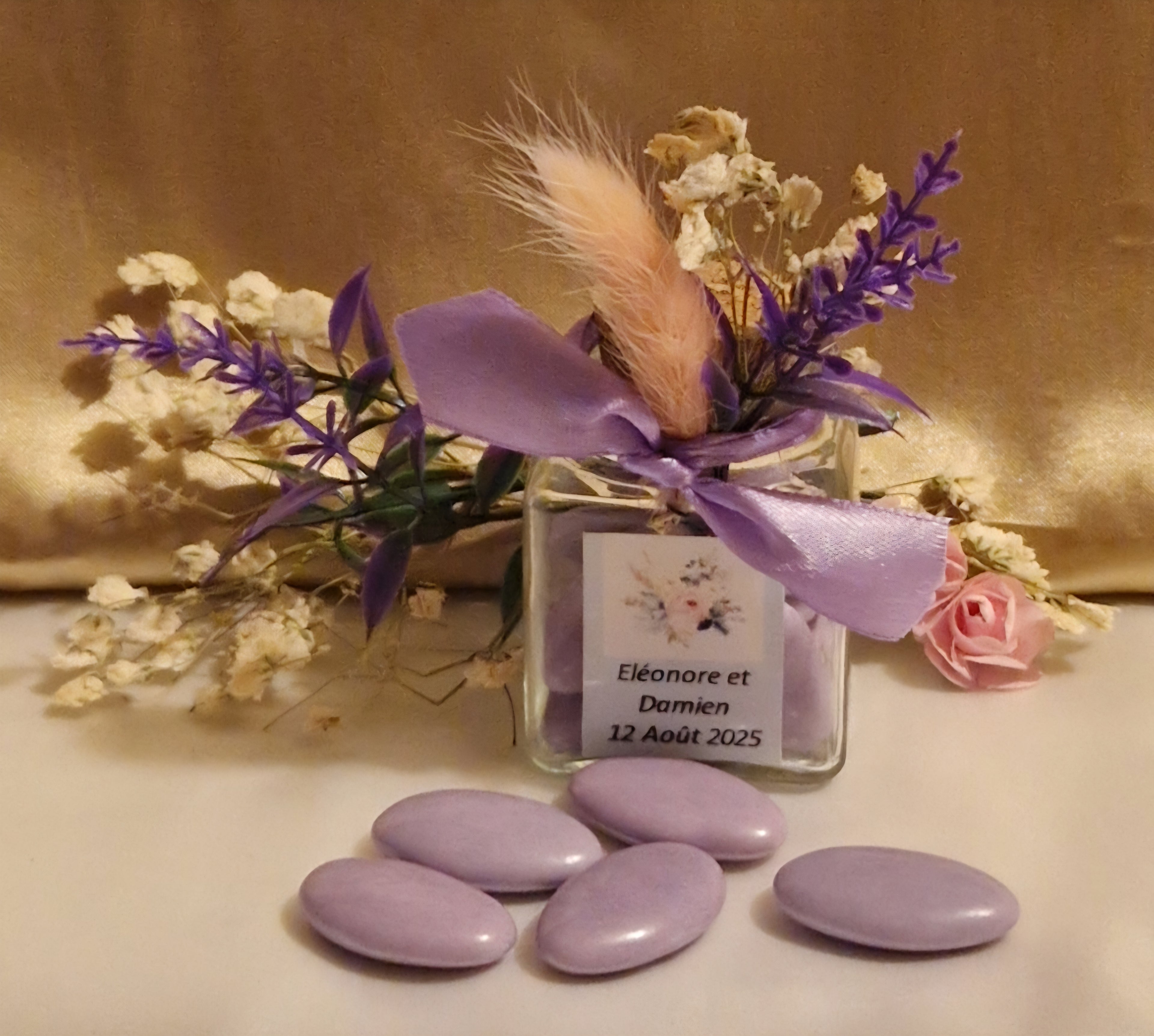 Contenant Mariage Sophistiqué - 7 Dragées au Chocolat