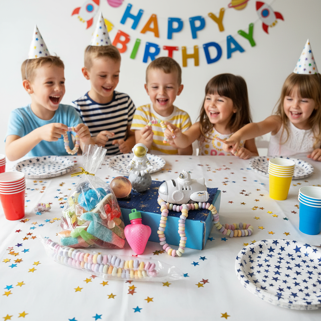 Scène anniversaire enfant espace sans ballons