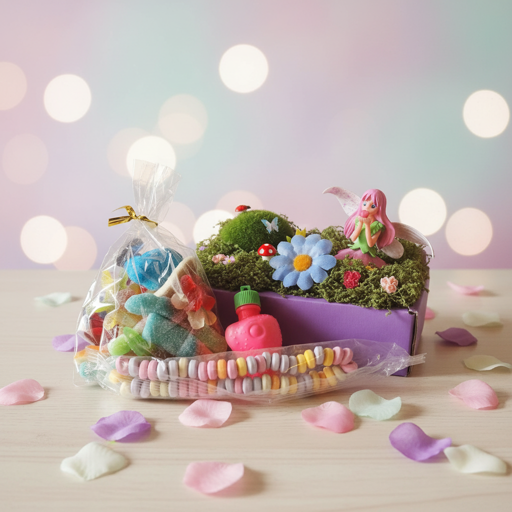 Scène fée rose-verte fond élégant